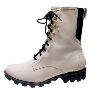 Sorel Phoenix Dawn White Suede Leather Lace Up Combat Boots Women's Size 10